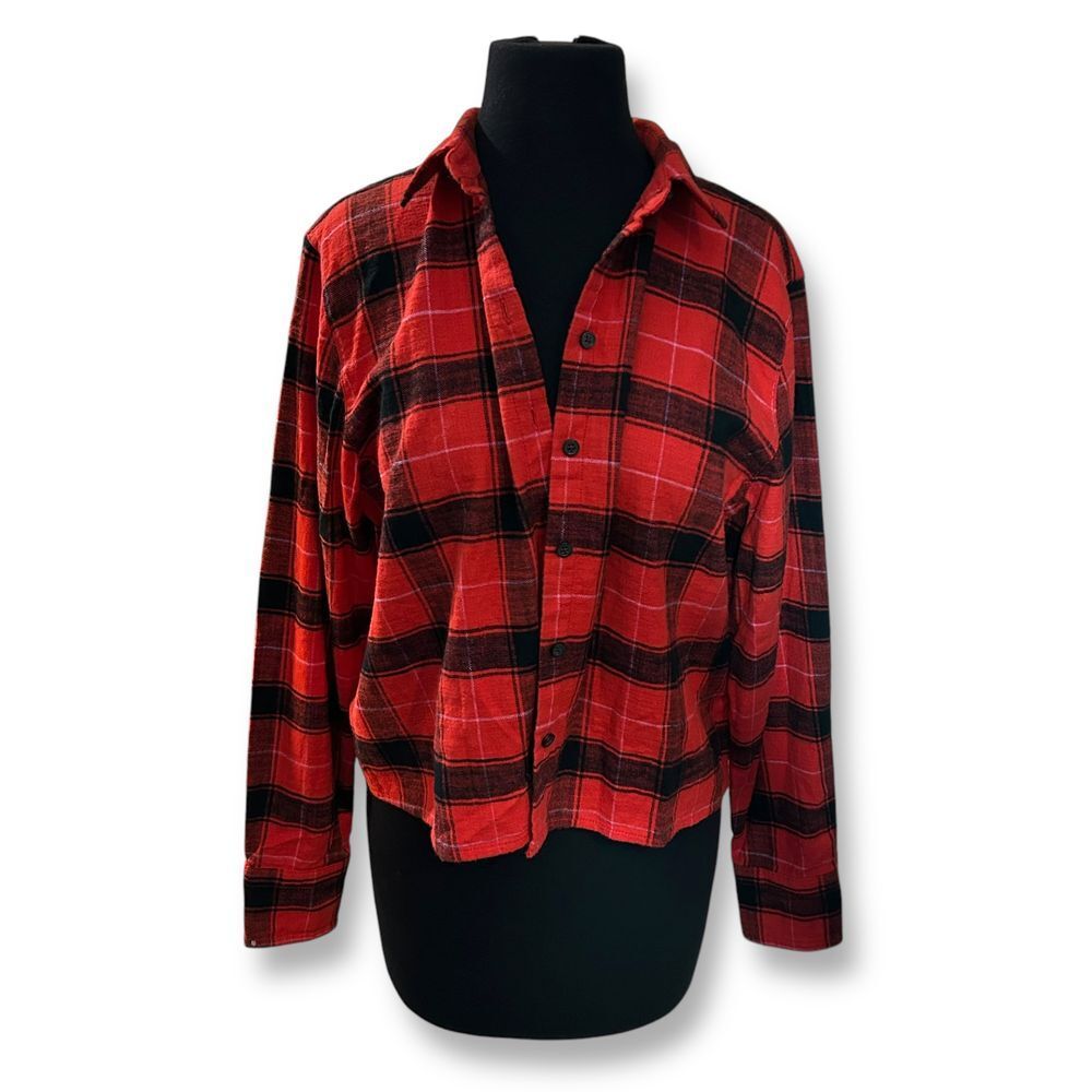 NWT J.Crew Garcon Red & Black Plaid Flannel Button-Down Shirt Womens 8
